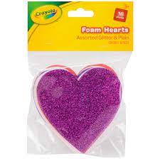 Crayola Foam Plain & Glitter Assorted Colour Hearts RRP 1 CLEARANCE XL 99p